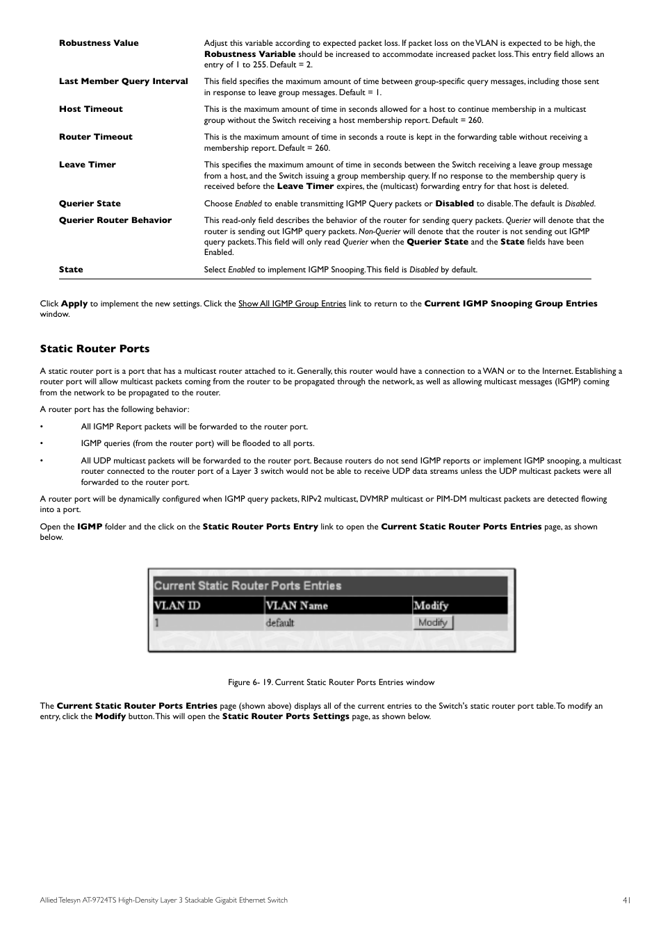 Static router ports | Allied Telesis AT-9724TS User Manual | Page 42 / 197