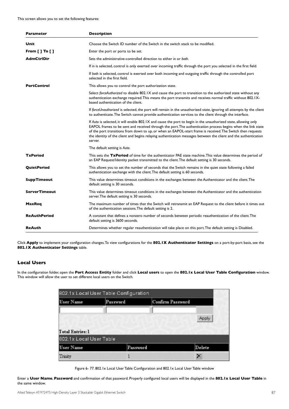 Local users | Allied Telesis AT-9724TS User Manual | Page 88 / 197