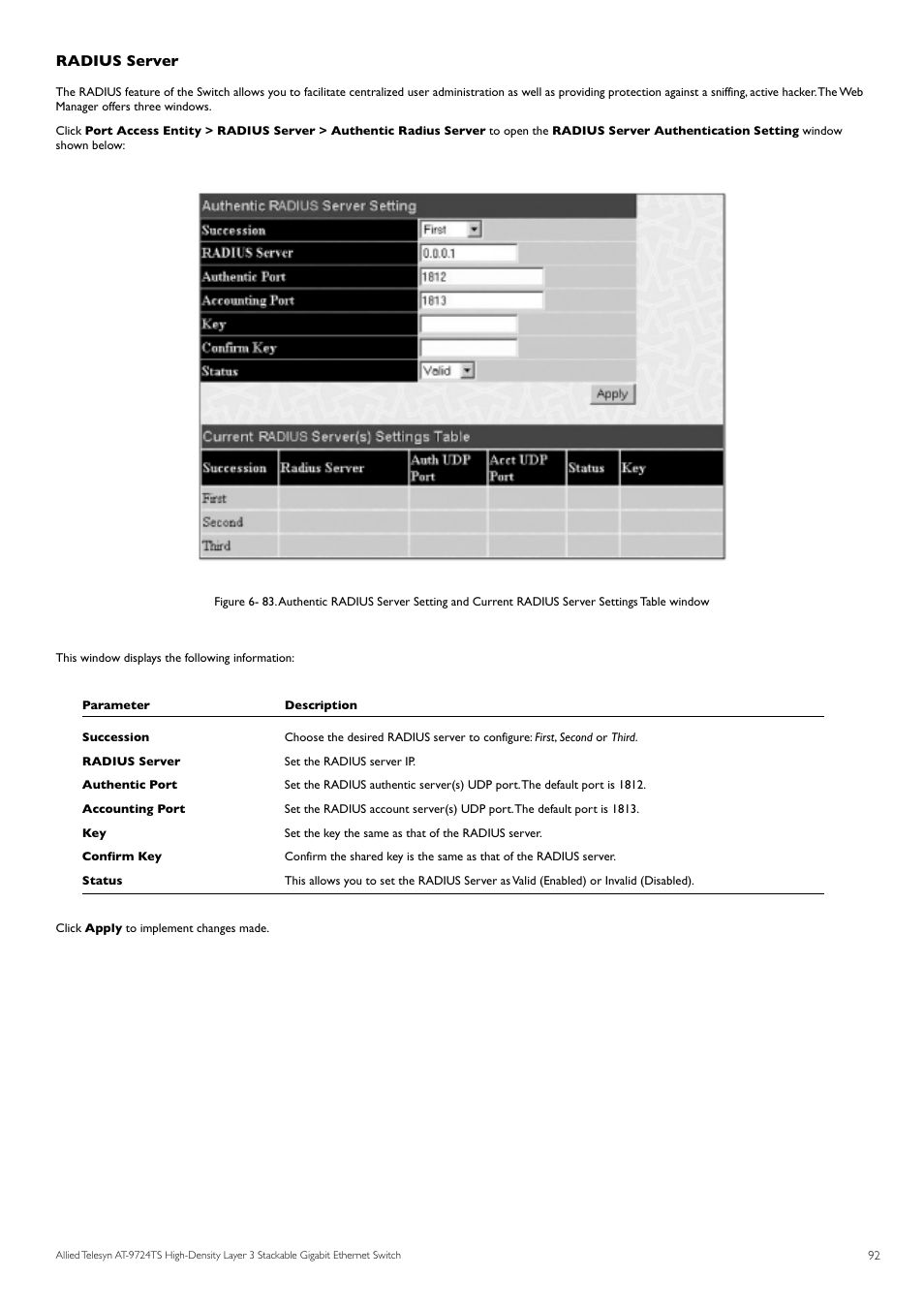 Radius server | Allied Telesis AT-9724TS User Manual | Page 93 / 197