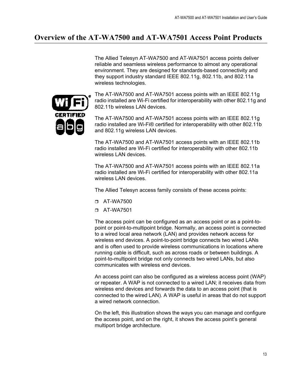 Allied Telesis AT-WA7501 User Manual | Page 13 / 339