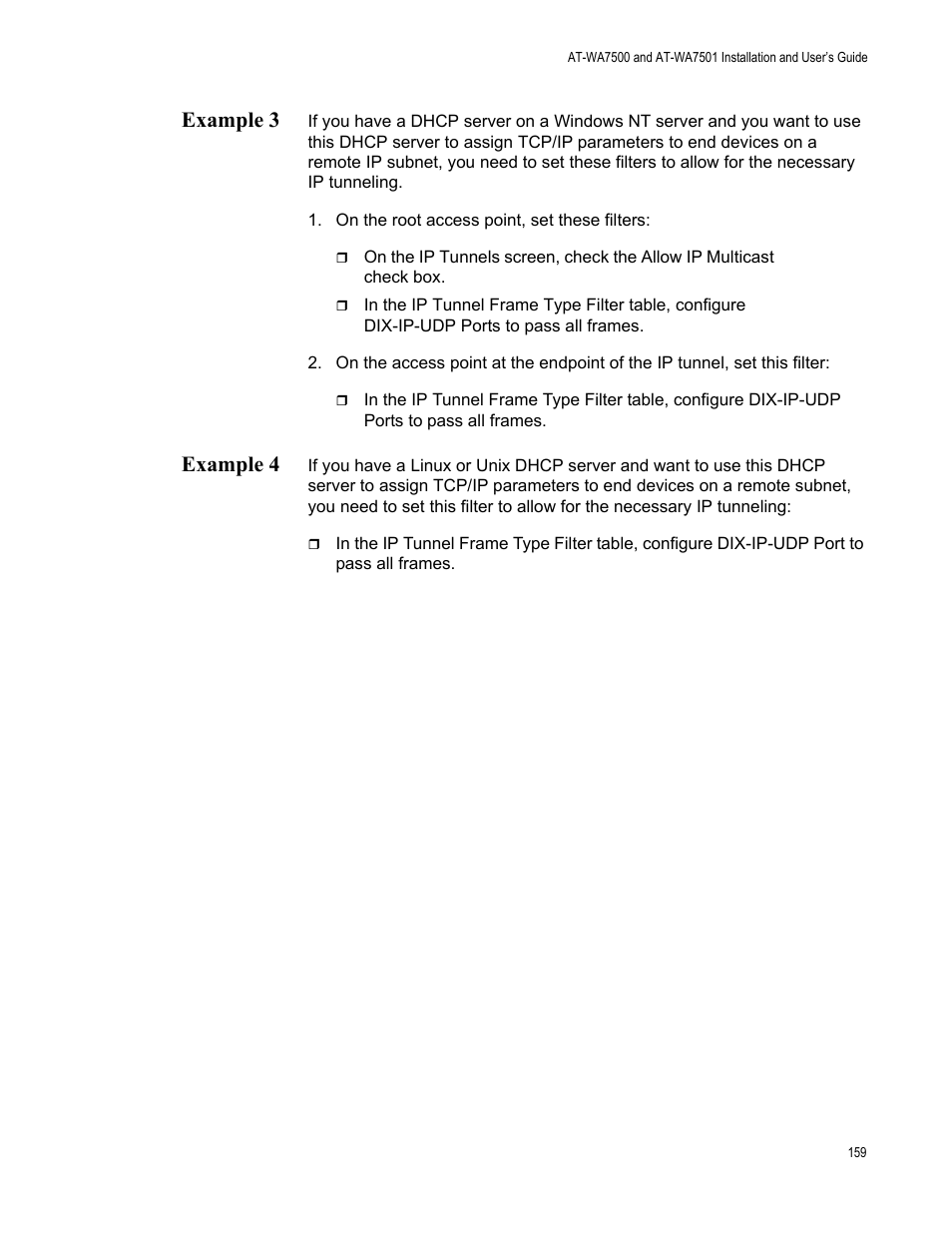 Example 3, Example 4, Example 3 example 4 | Allied Telesis AT-WA7501 User Manual | Page 159 / 339
