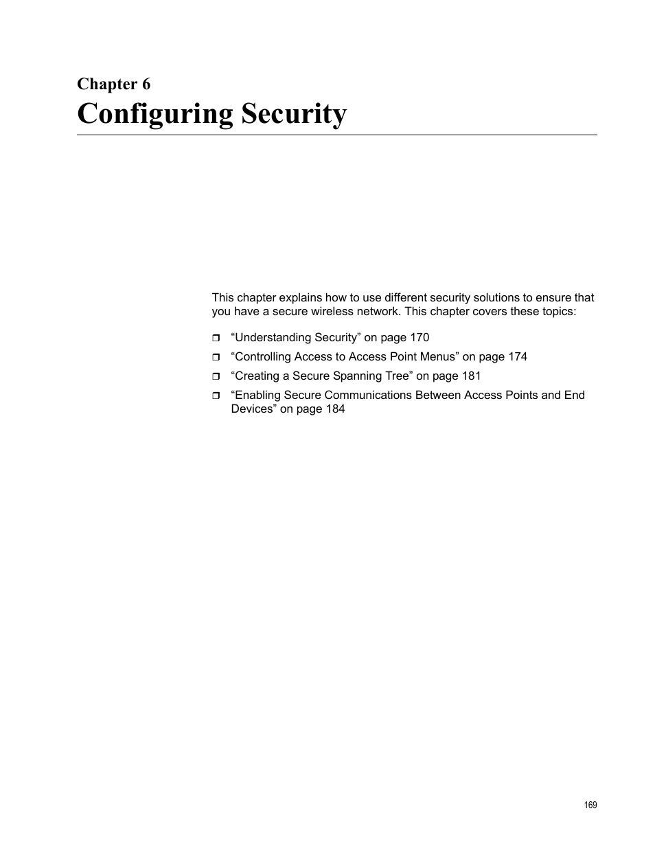 Chapter 6, Configuring security | Allied Telesis AT-WA7501 User Manual | Page 169 / 339