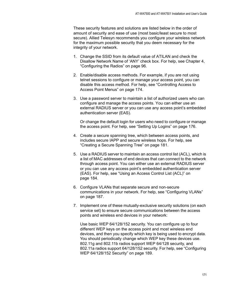 Allied Telesis AT-WA7501 User Manual | Page 171 / 339