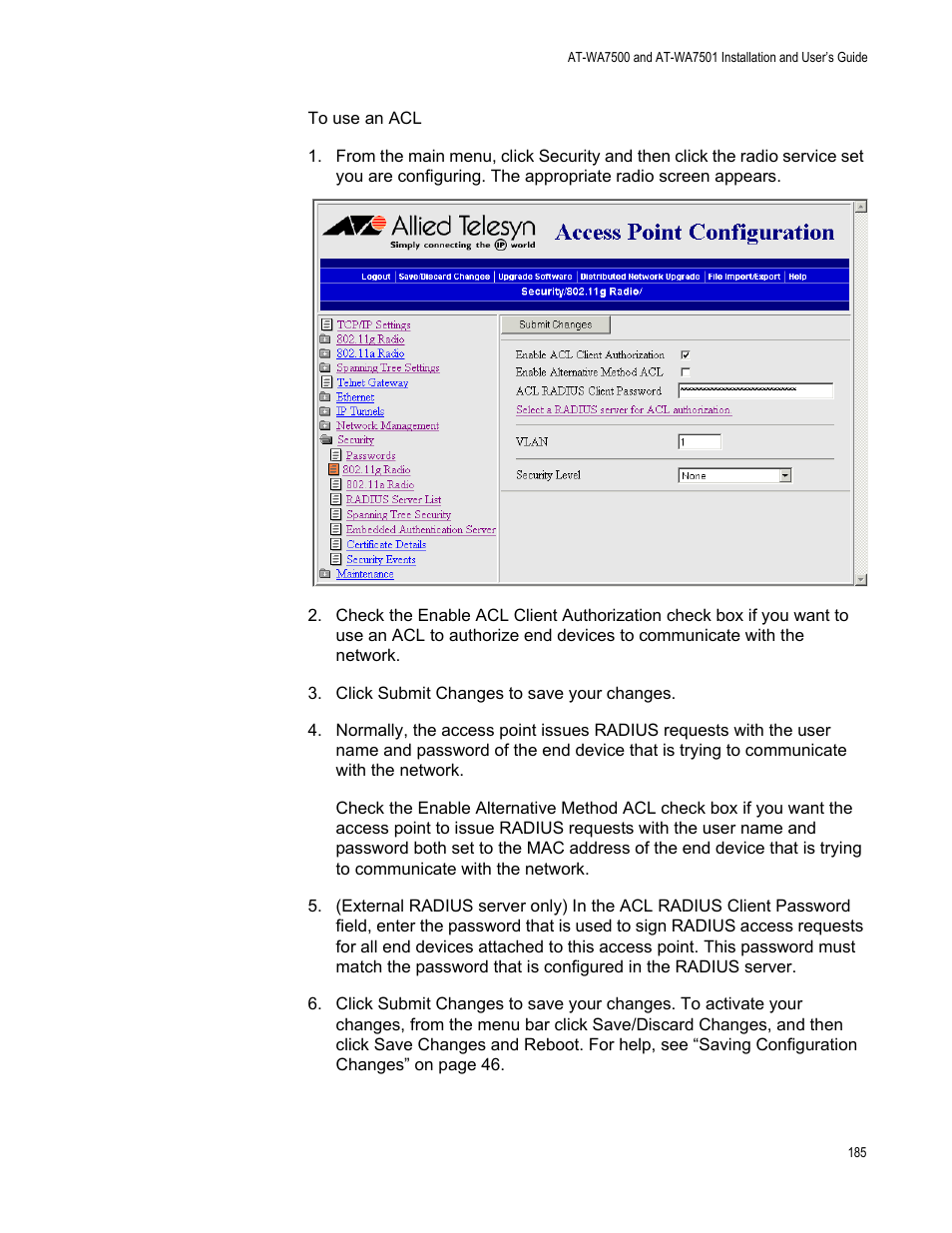 Allied Telesis AT-WA7501 User Manual | Page 185 / 339