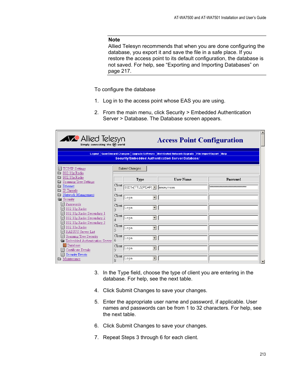 Allied Telesis AT-WA7501 User Manual | Page 213 / 339