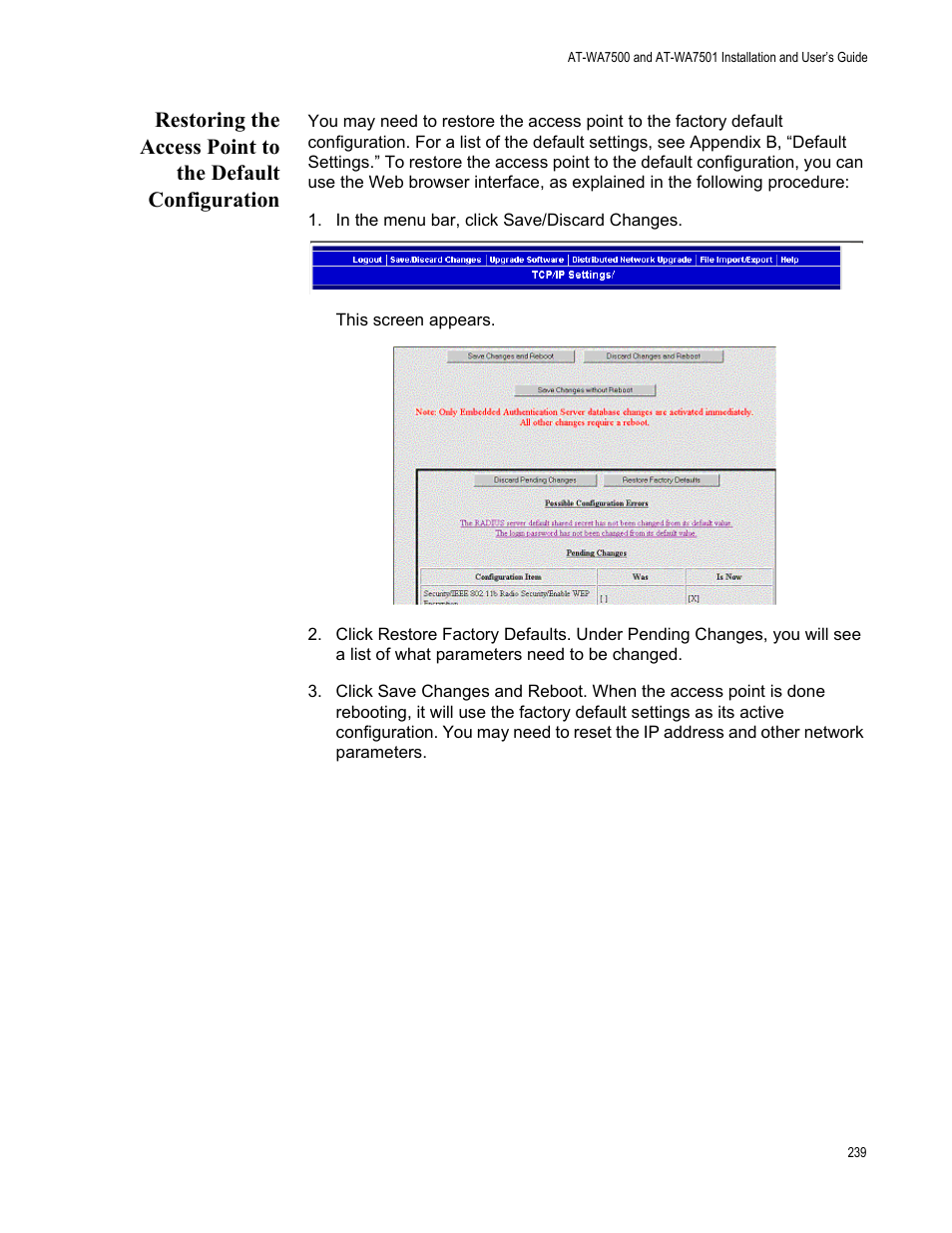 Allied Telesis AT-WA7501 User Manual | Page 239 / 339