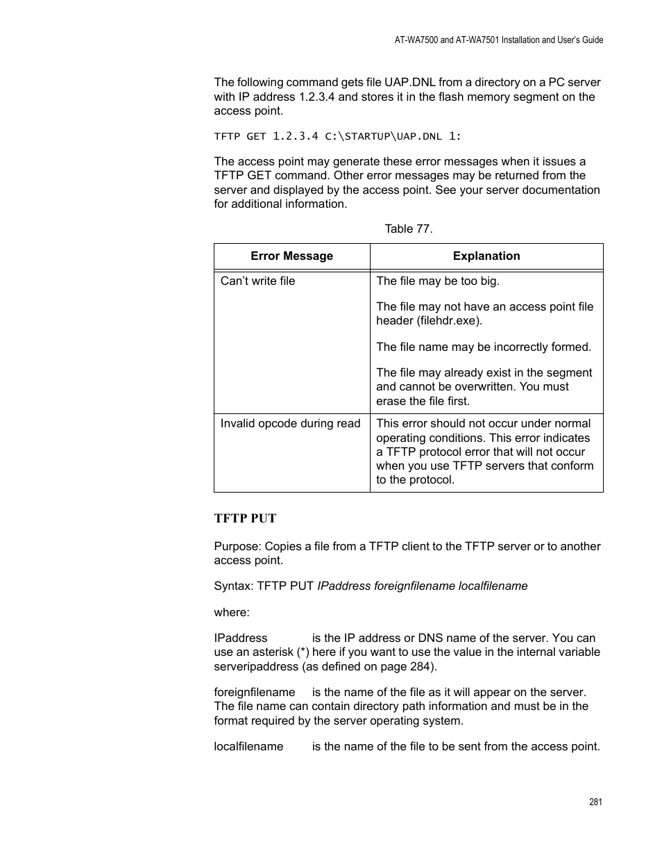 Allied Telesis AT-WA7501 User Manual | Page 281 / 339