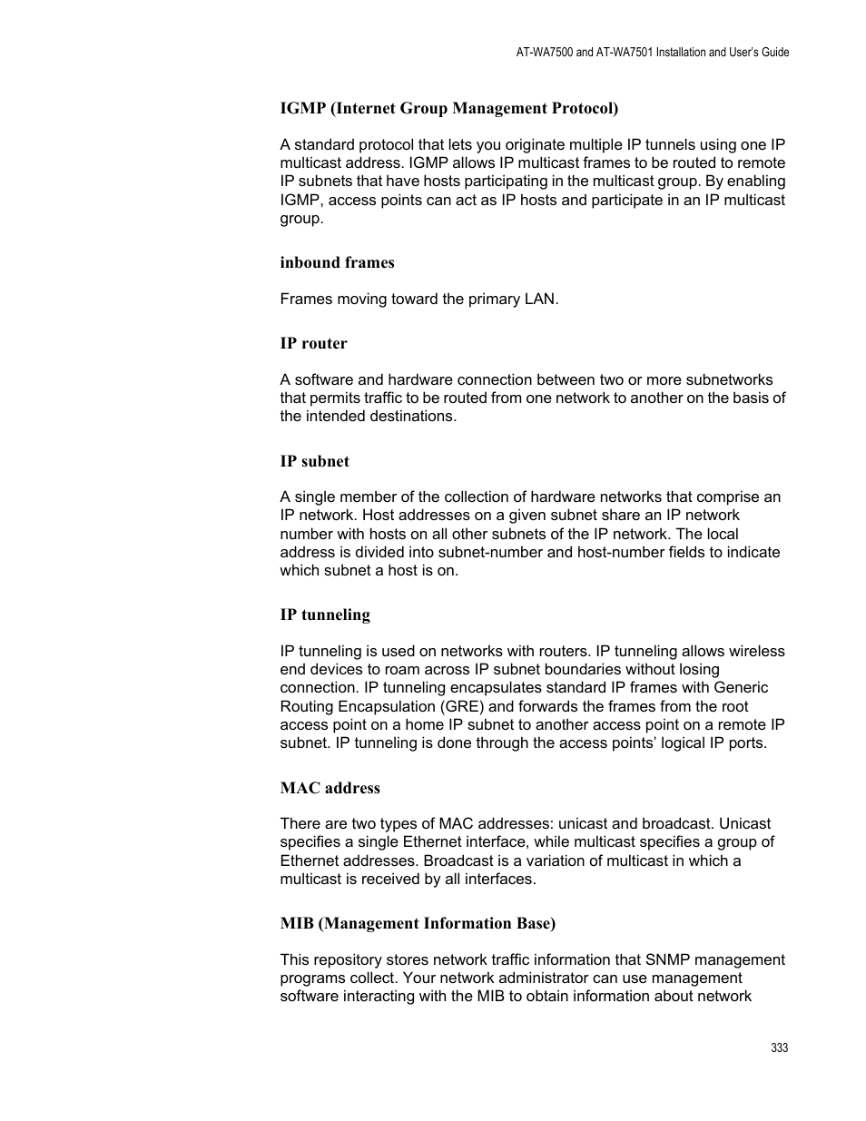 Allied Telesis AT-WA7501 User Manual | Page 333 / 339
