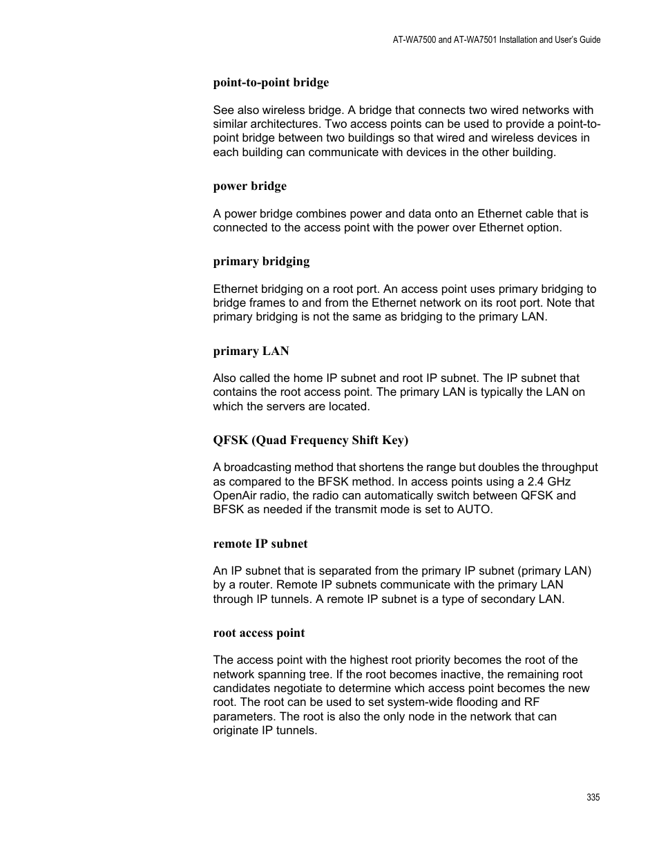 Allied Telesis AT-WA7501 User Manual | Page 335 / 339