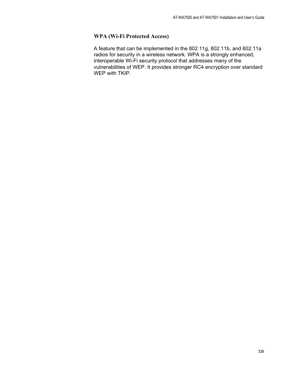 Allied Telesis AT-WA7501 User Manual | Page 339 / 339