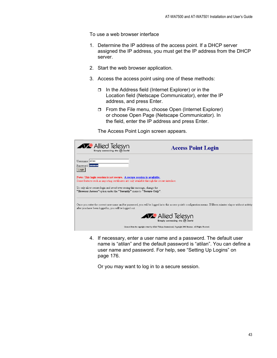 Allied Telesis AT-WA7501 User Manual | Page 43 / 339