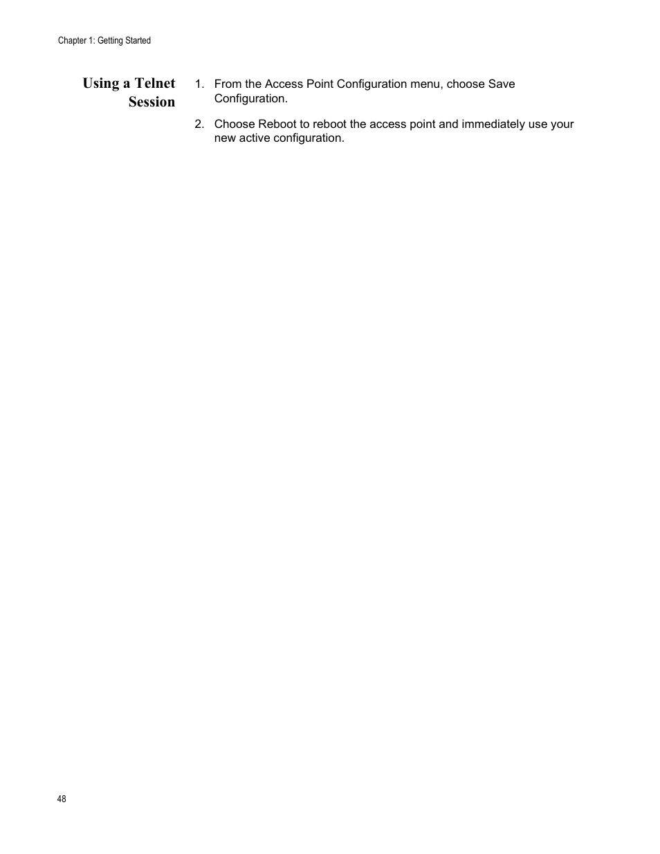 Using a telnet session | Allied Telesis AT-WA7501 User Manual | Page 48 / 339