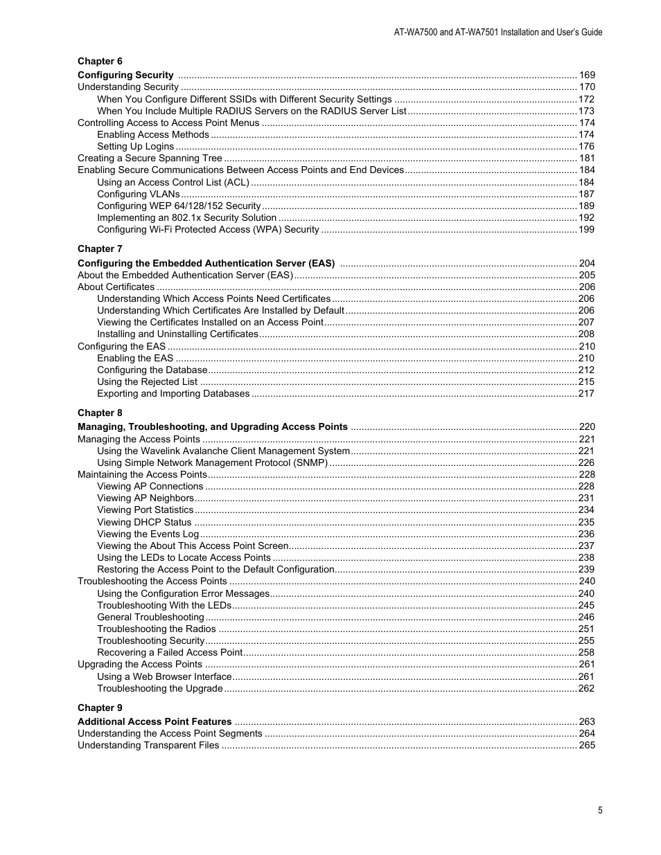 Allied Telesis AT-WA7501 User Manual | Page 5 / 339