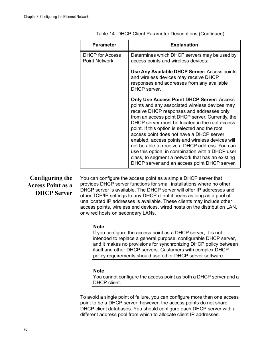 Configuring the access point as a dhcp server | Allied Telesis AT-WA7501 User Manual | Page 70 / 339