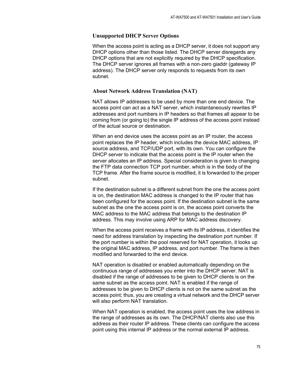 About | Allied Telesis AT-WA7501 User Manual | Page 75 / 339