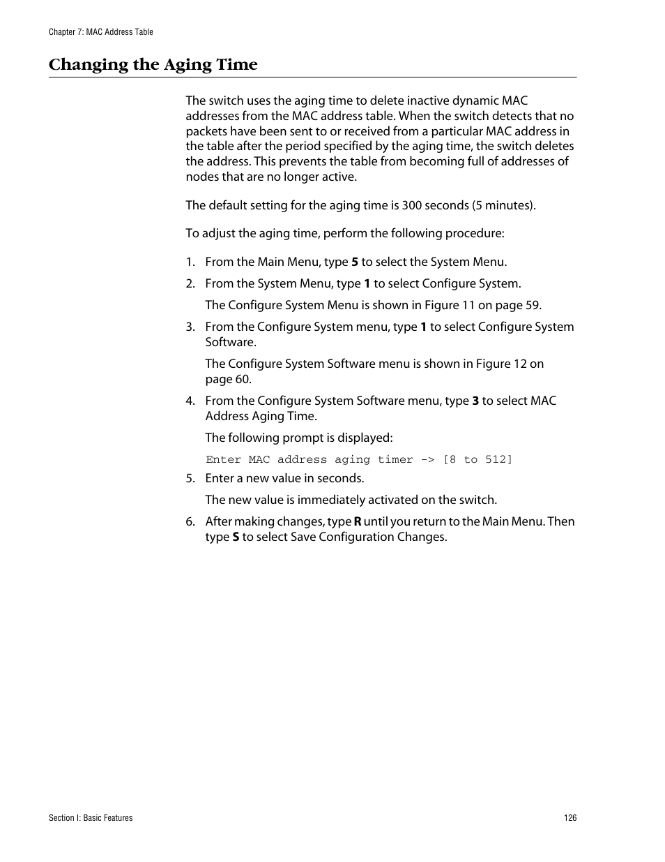Changing the aging time | Allied Telesis AT-S60 User Manual | Page 126 / 858