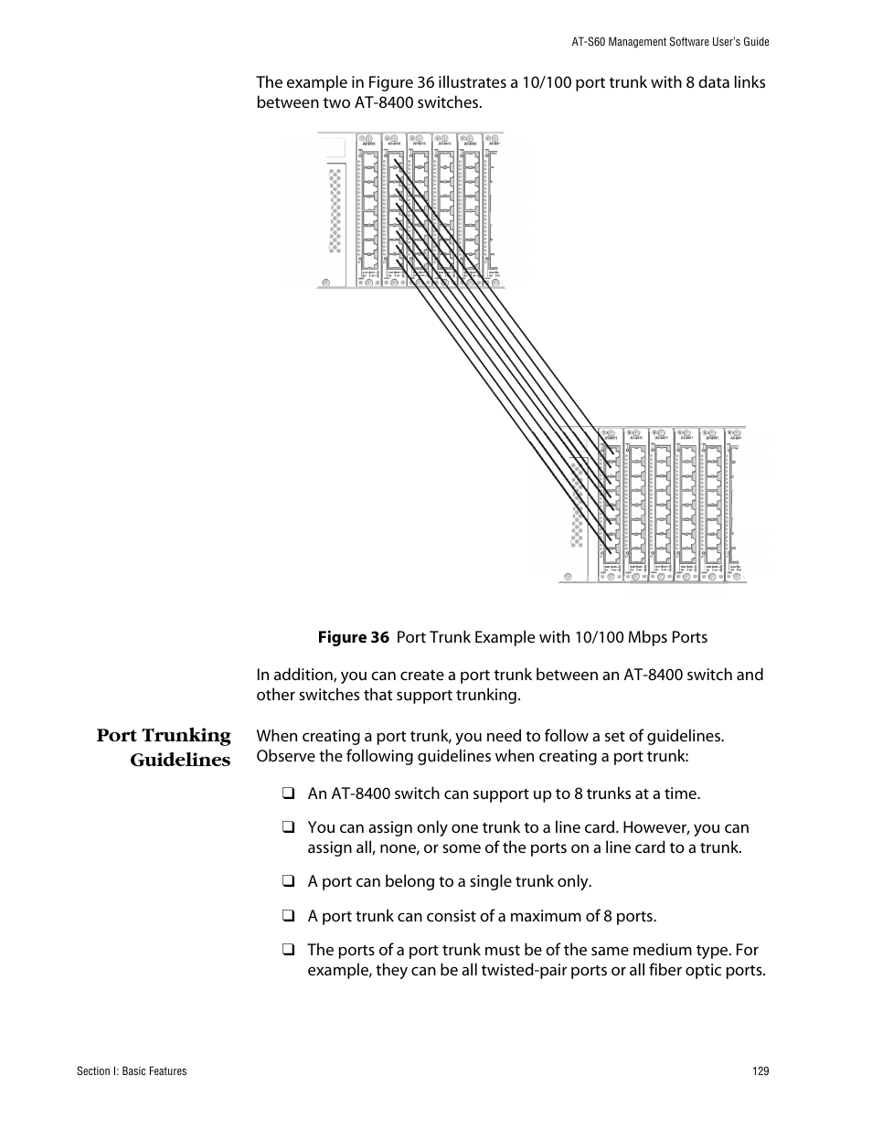 Port trunking guidelines | Allied Telesis AT-S60 User Manual | Page 129 / 858