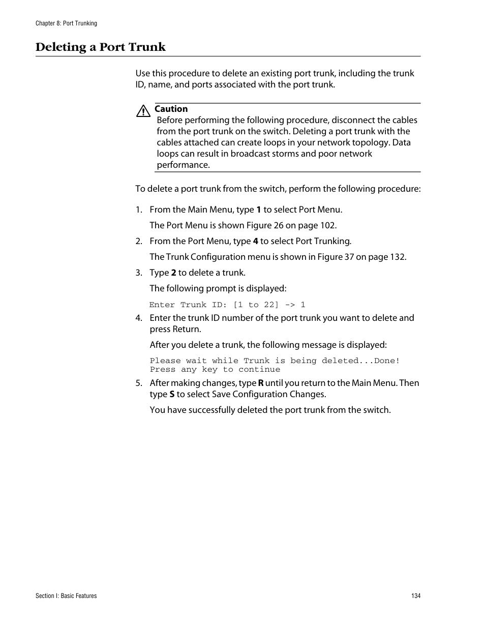 Deleting a port trunk | Allied Telesis AT-S60 User Manual | Page 134 / 858