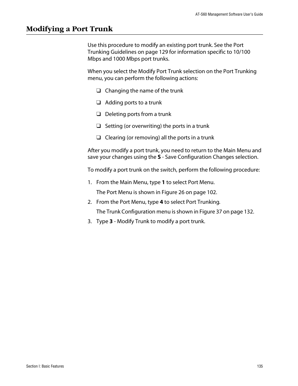 Modifying a port trunk | Allied Telesis AT-S60 User Manual | Page 135 / 858