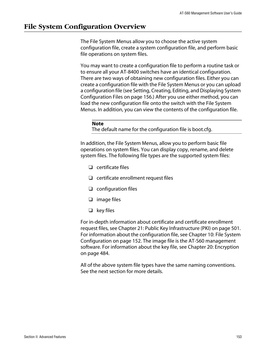 File system configuration overview | Allied Telesis AT-S60 User Manual | Page 153 / 858