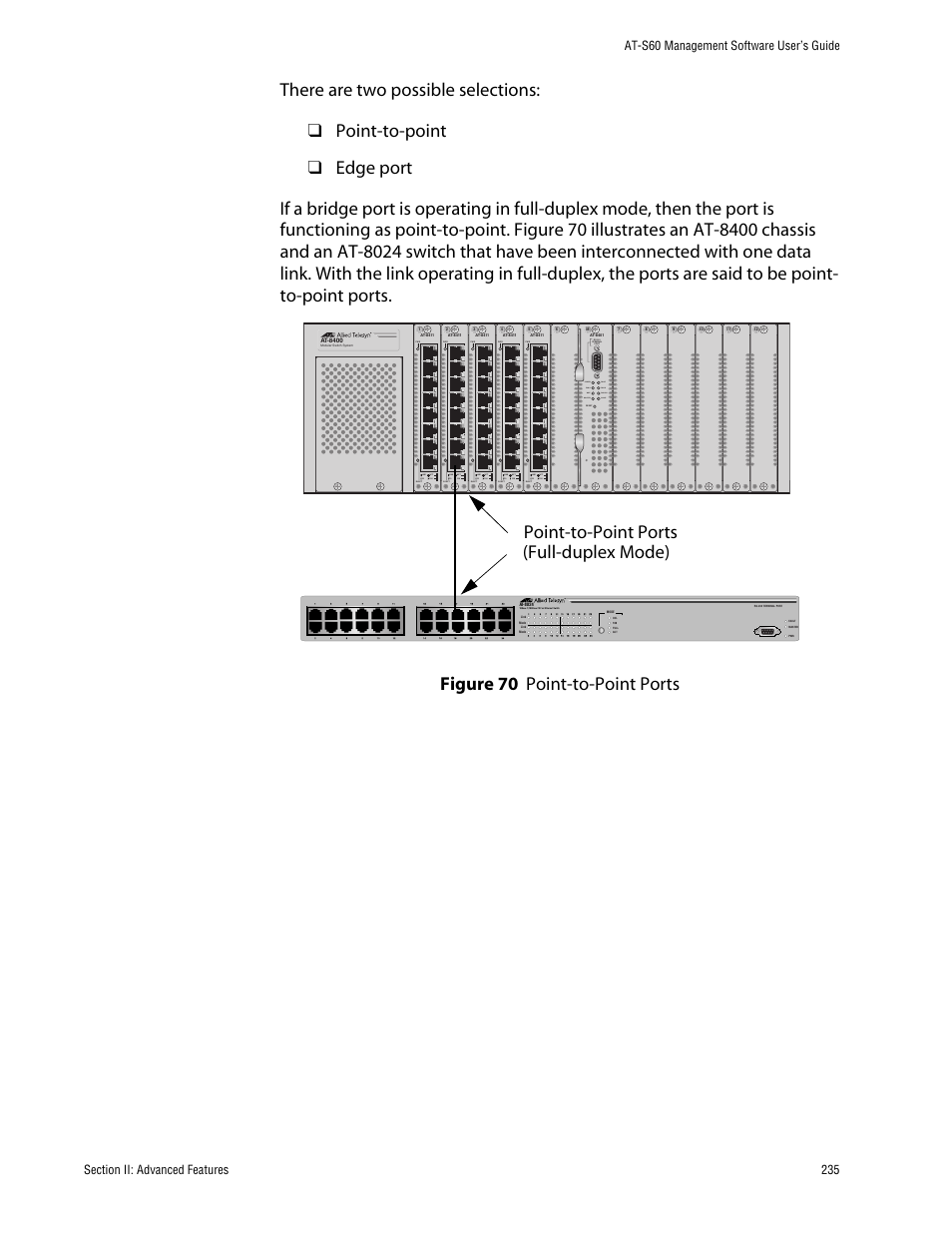 Point-to-point ports (full-duplex mode) | Allied Telesis AT-S60 User Manual | Page 235 / 858