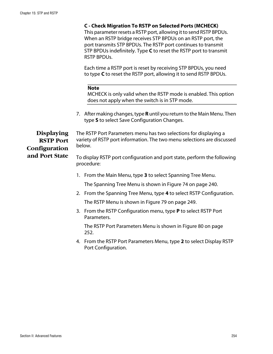 Displaying rstp port configuration and port state | Allied Telesis AT-S60 User Manual | Page 254 / 858