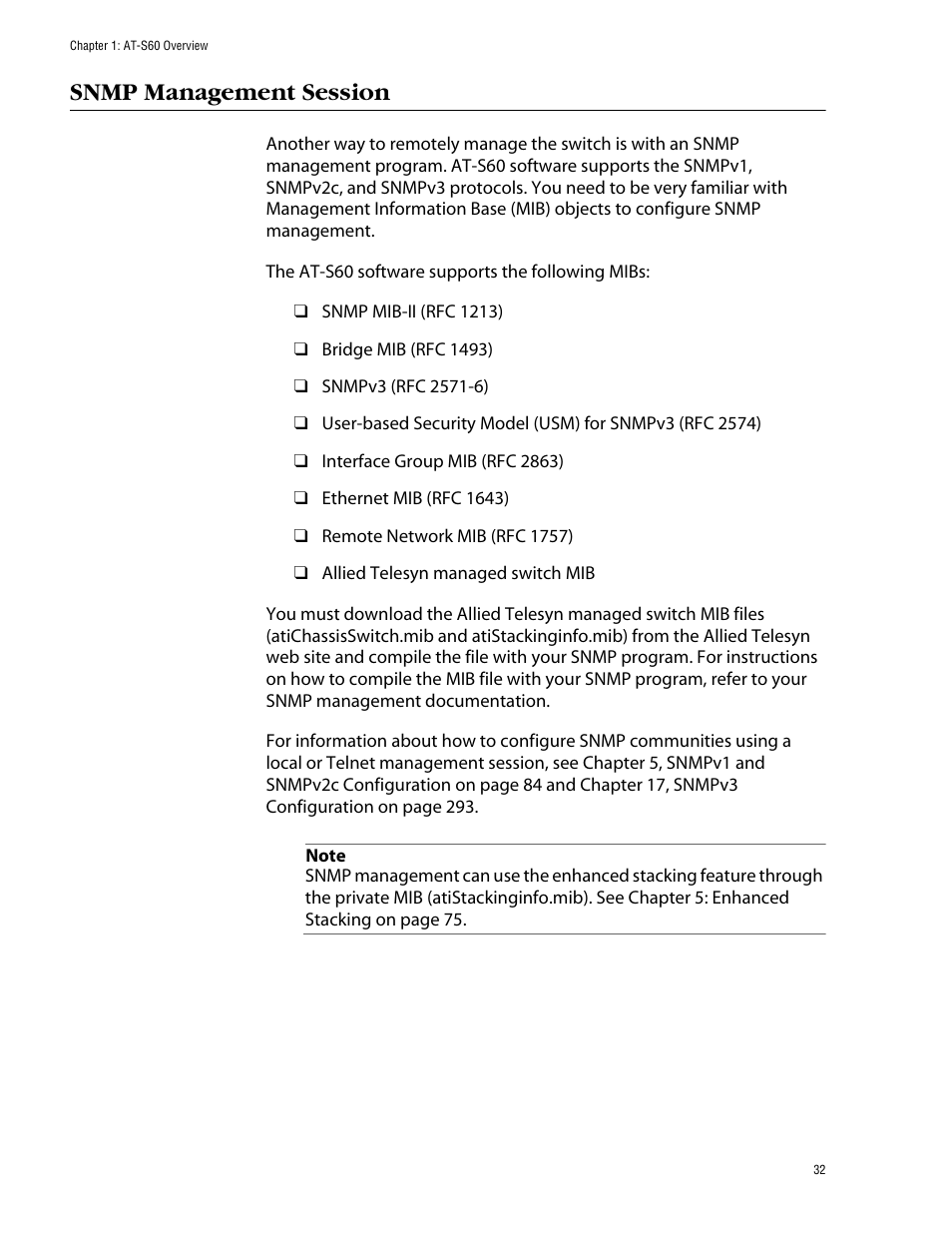 Snmp management session | Allied Telesis AT-S60 User Manual | Page 32 / 858