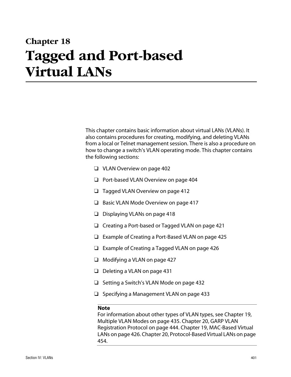 Chapter 18, Tagged and port-based virtual lans | Allied Telesis AT-S60 User Manual | Page 401 / 858