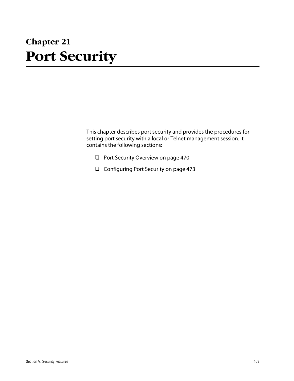 Chapter 21, Port security | Allied Telesis AT-S60 User Manual | Page 469 / 858