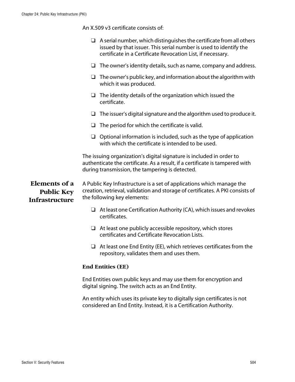 Elements of a public key infrastructure | Allied Telesis AT-S60 User Manual | Page 504 / 858