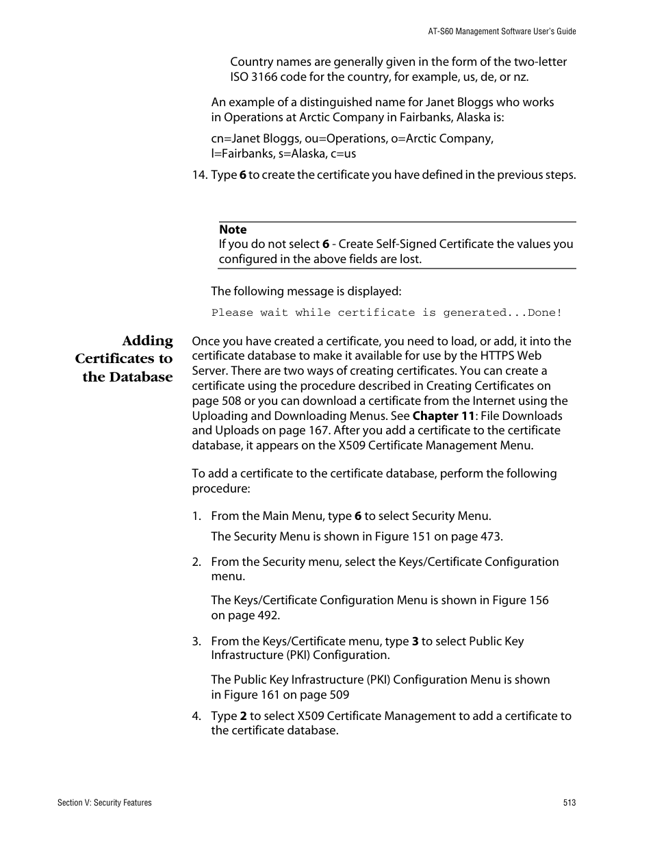 Adding certificates to the database | Allied Telesis AT-S60 User Manual | Page 513 / 858
