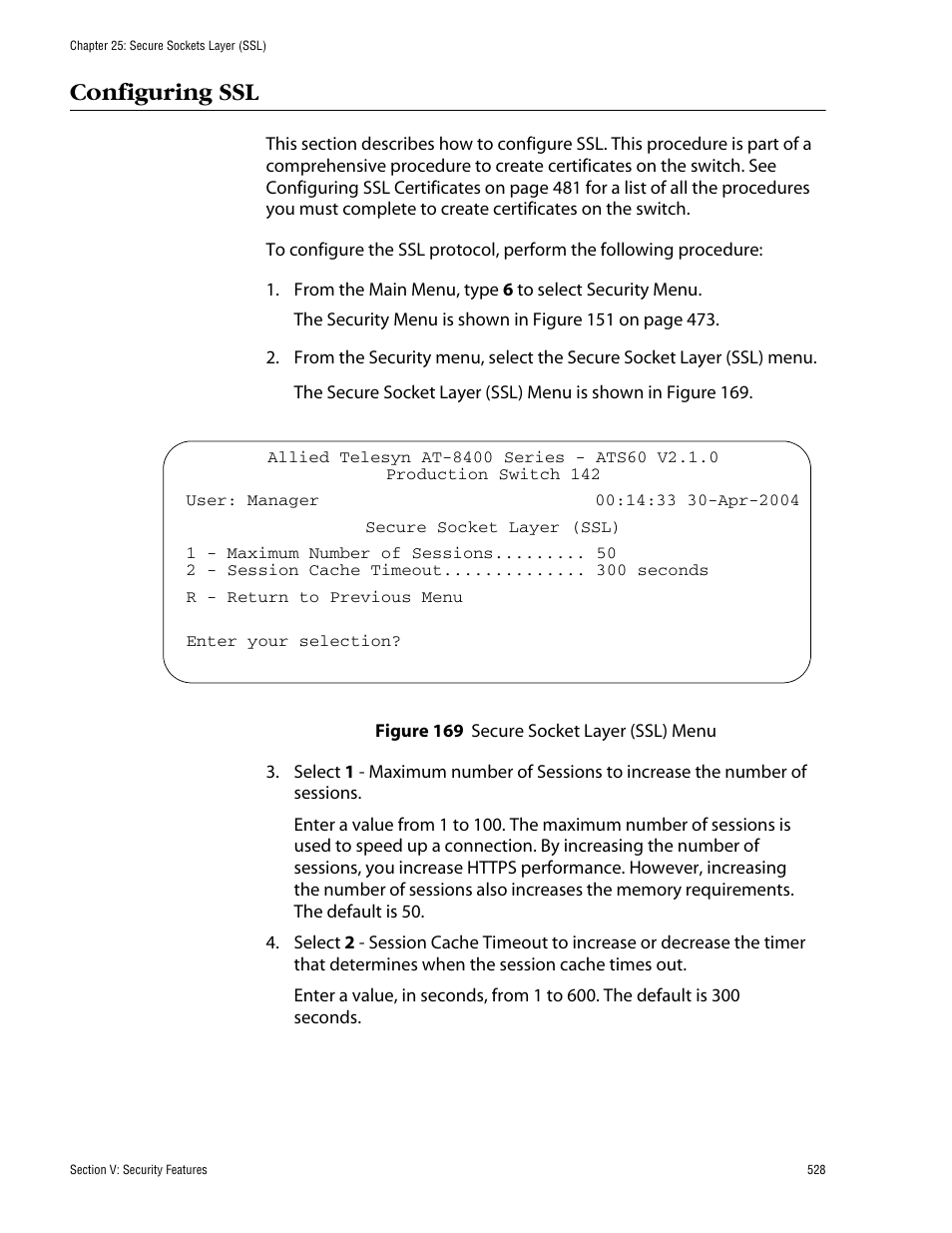 Configuring ssl | Allied Telesis AT-S60 User Manual | Page 528 / 858