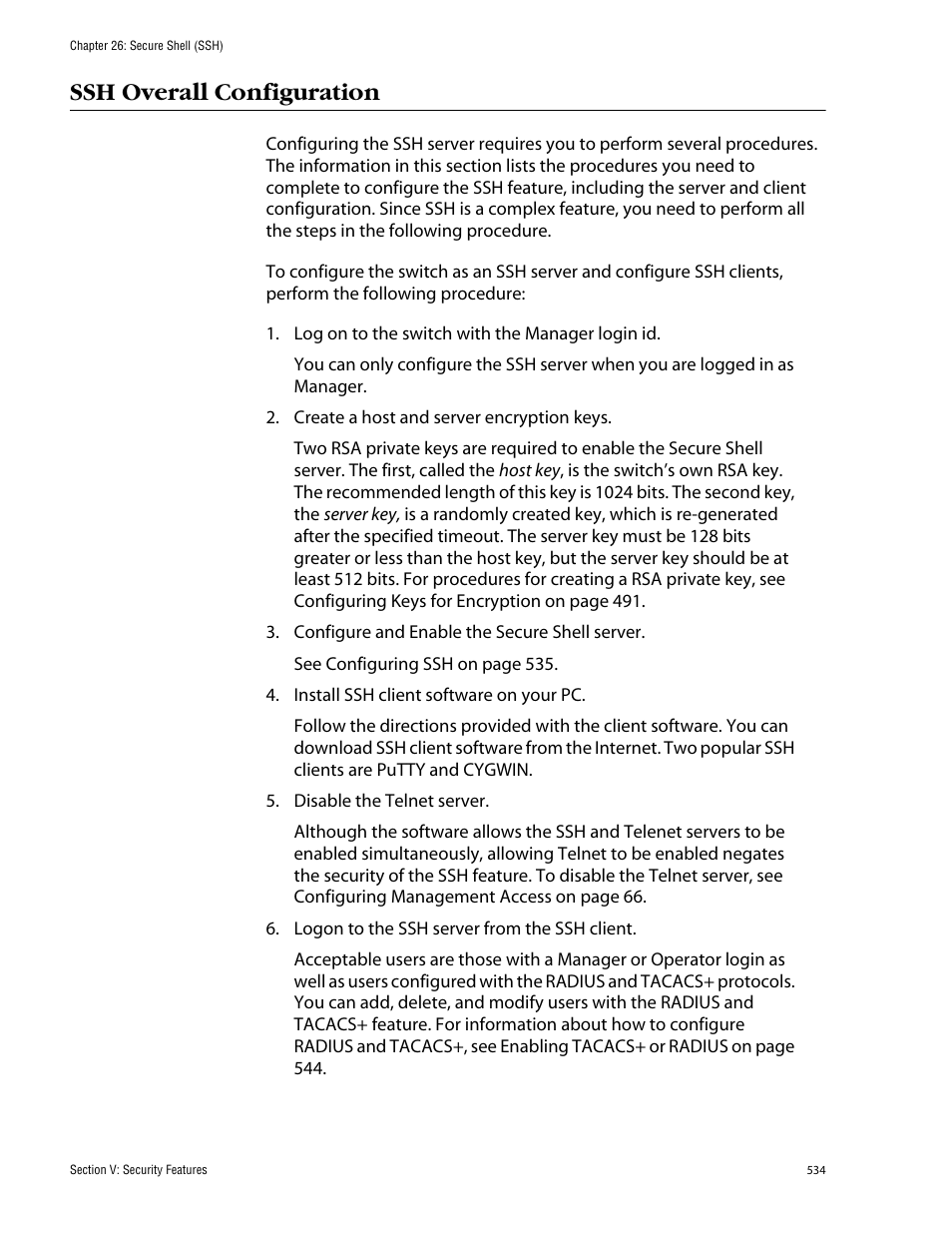 Ssh overall configuration | Allied Telesis AT-S60 User Manual | Page 534 / 858