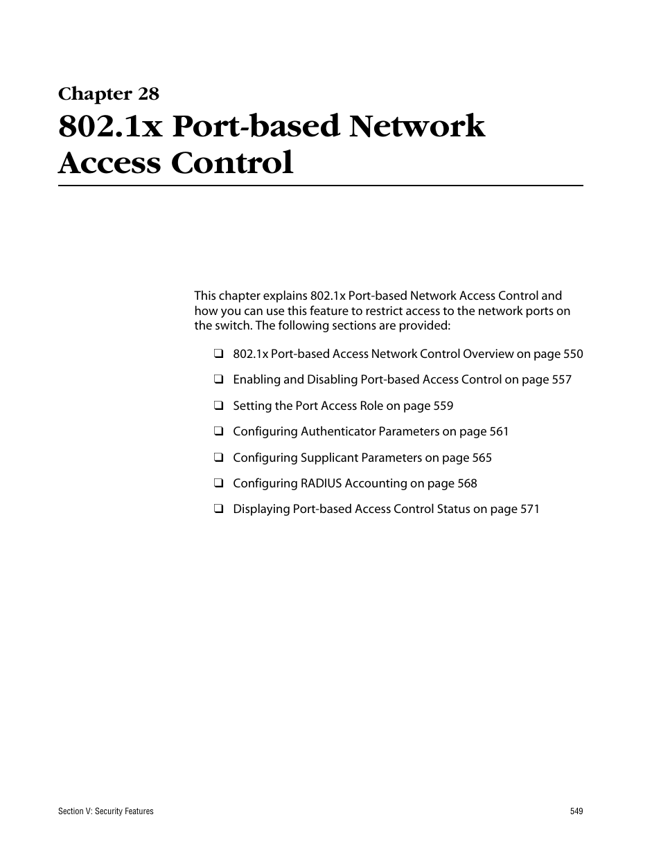 Chapter 28, 1x port-based network access control | Allied Telesis AT-S60 User Manual | Page 549 / 858