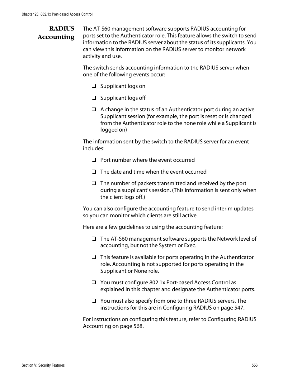 Radius accounting | Allied Telesis AT-S60 User Manual | Page 556 / 858