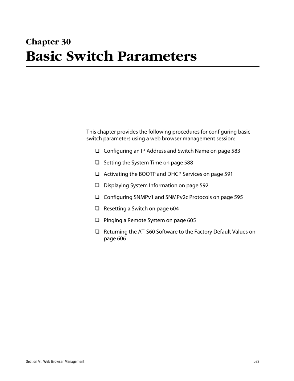 Chapter 30, Basic switch parameters | Allied Telesis AT-S60 User Manual | Page 582 / 858