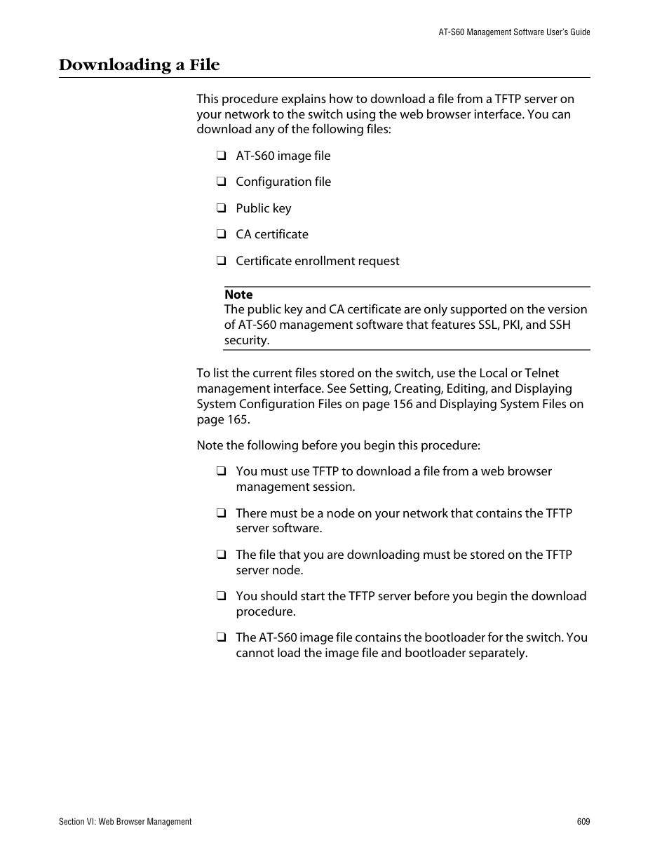 Downloading a file | Allied Telesis AT-S60 User Manual | Page 609 / 858