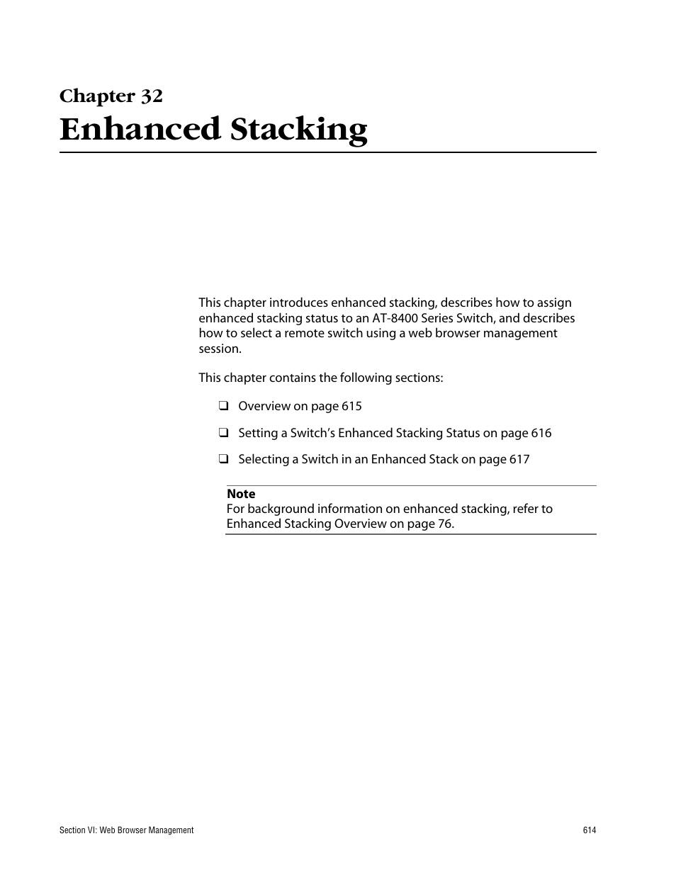 Chapter 32, Enhanced stacking | Allied Telesis AT-S60 User Manual | Page 614 / 858