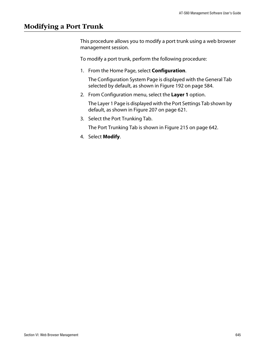 Modifying a port trunk | Allied Telesis AT-S60 User Manual | Page 645 / 858