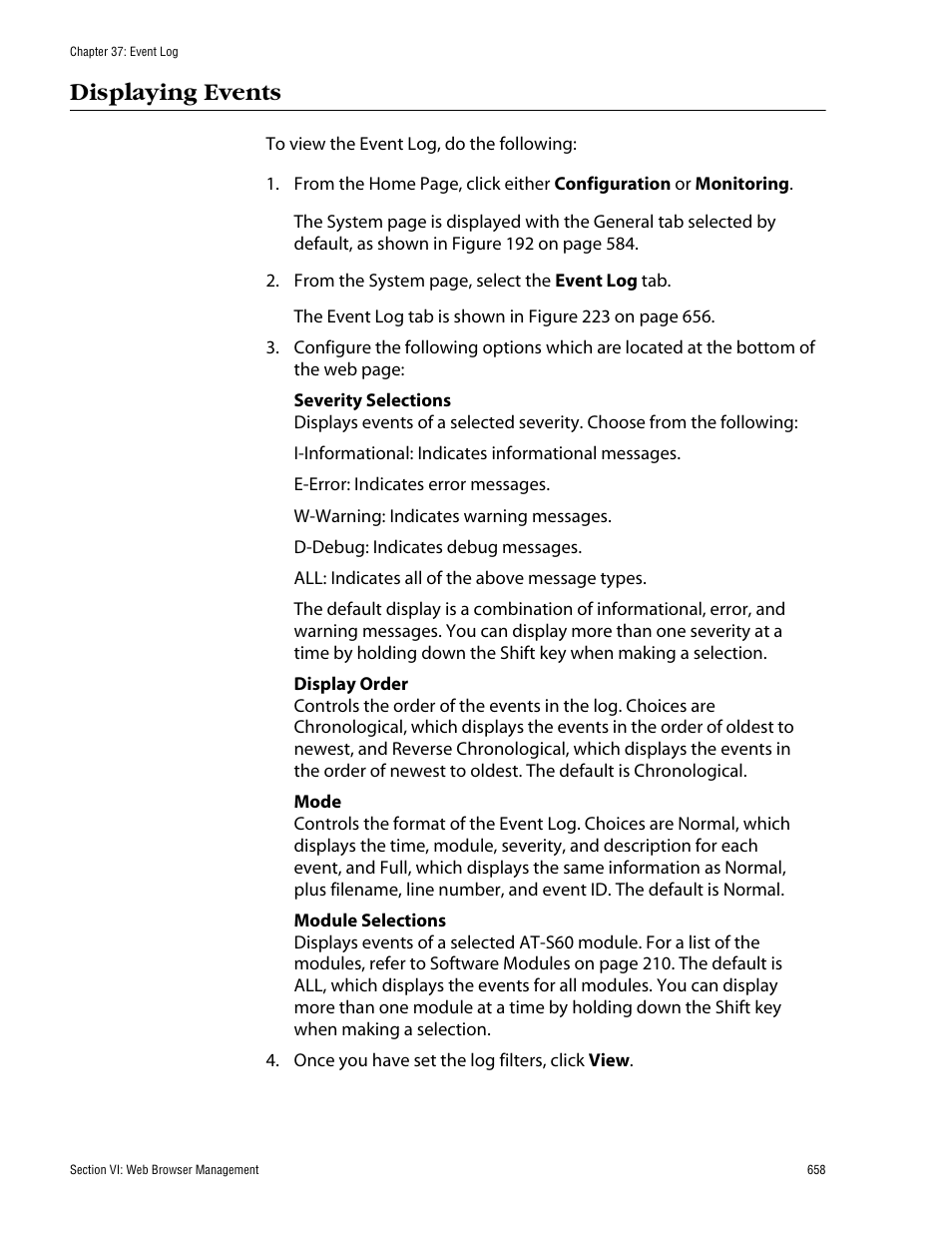 Displaying events | Allied Telesis AT-S60 User Manual | Page 658 / 858