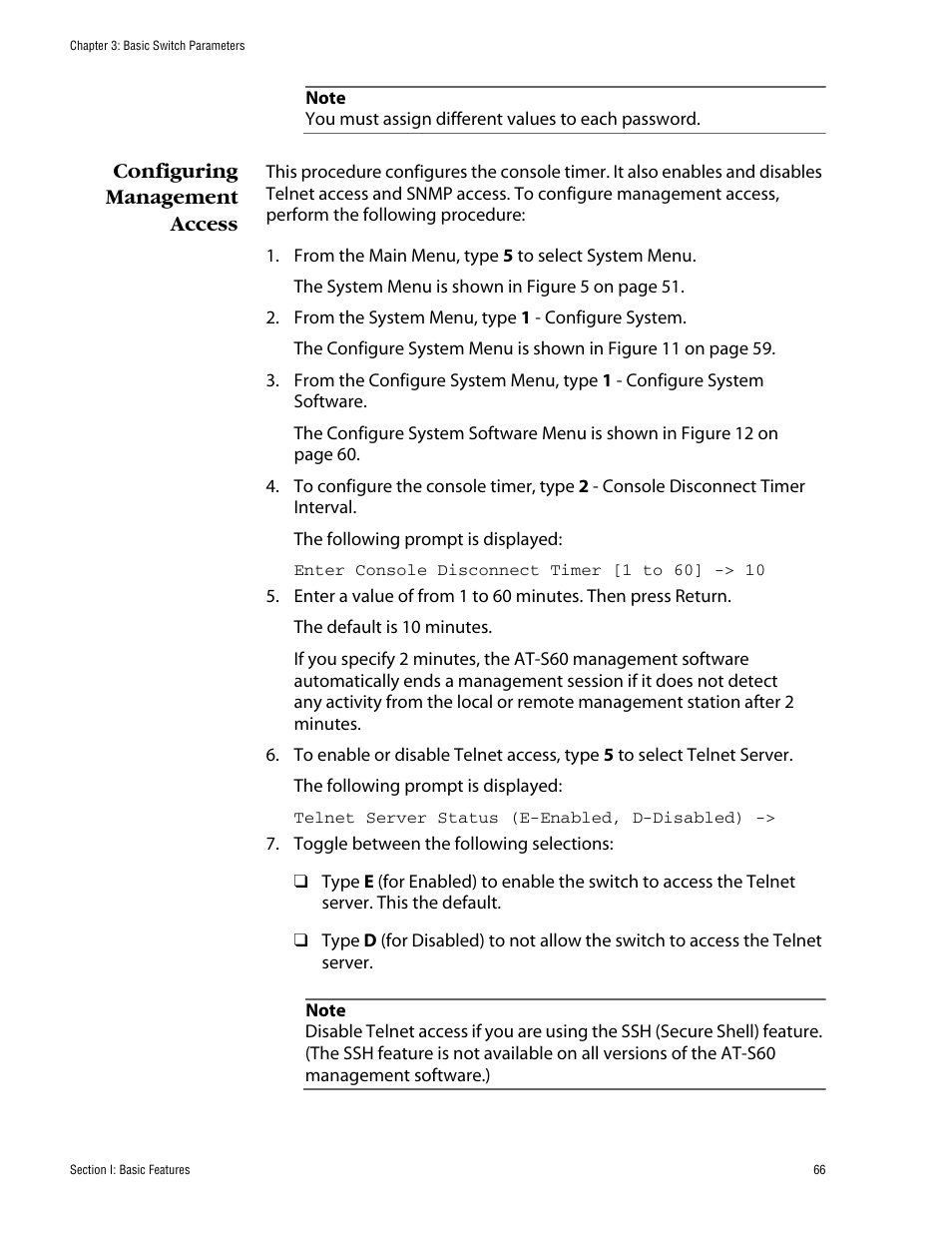 Configuring management access | Allied Telesis AT-S60 User Manual | Page 66 / 858