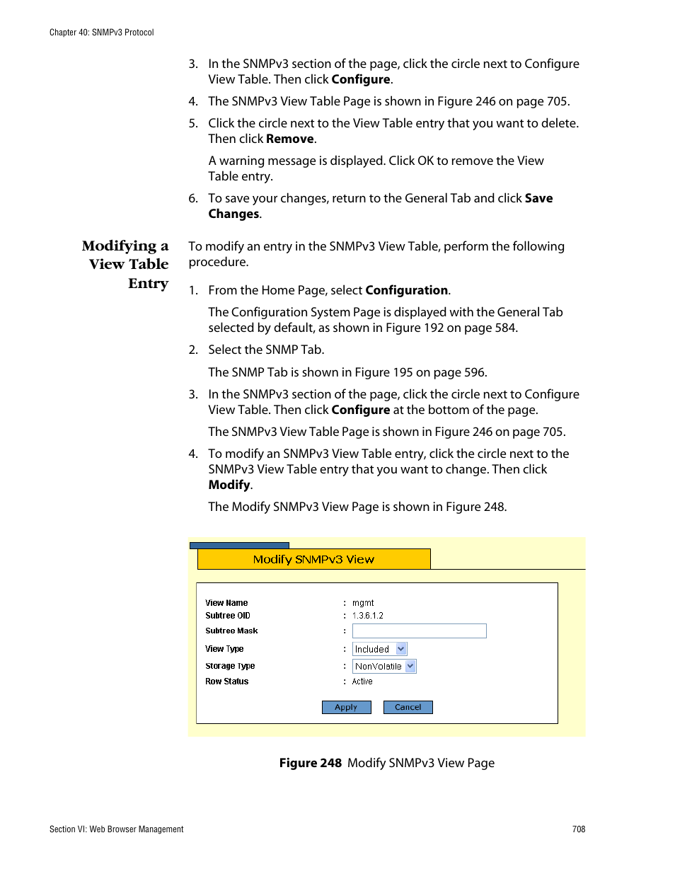 Modifying a view table entry | Allied Telesis AT-S60 User Manual | Page 708 / 858