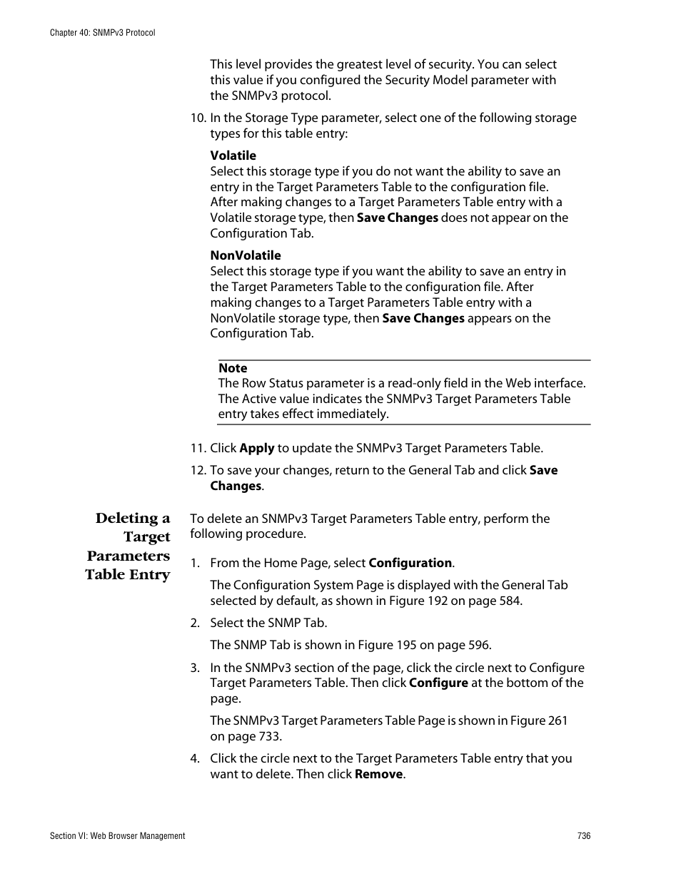 Deleting a target parameters table entry | Allied Telesis AT-S60 User Manual | Page 736 / 858