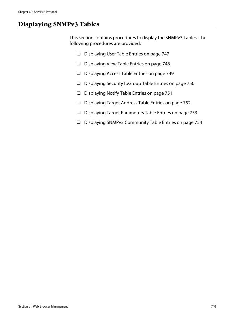 Displaying snmpv3 tables | Allied Telesis AT-S60 User Manual | Page 746 / 858