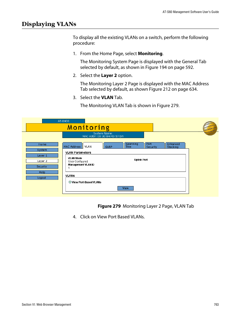Displaying vlans | Allied Telesis AT-S60 User Manual | Page 763 / 858