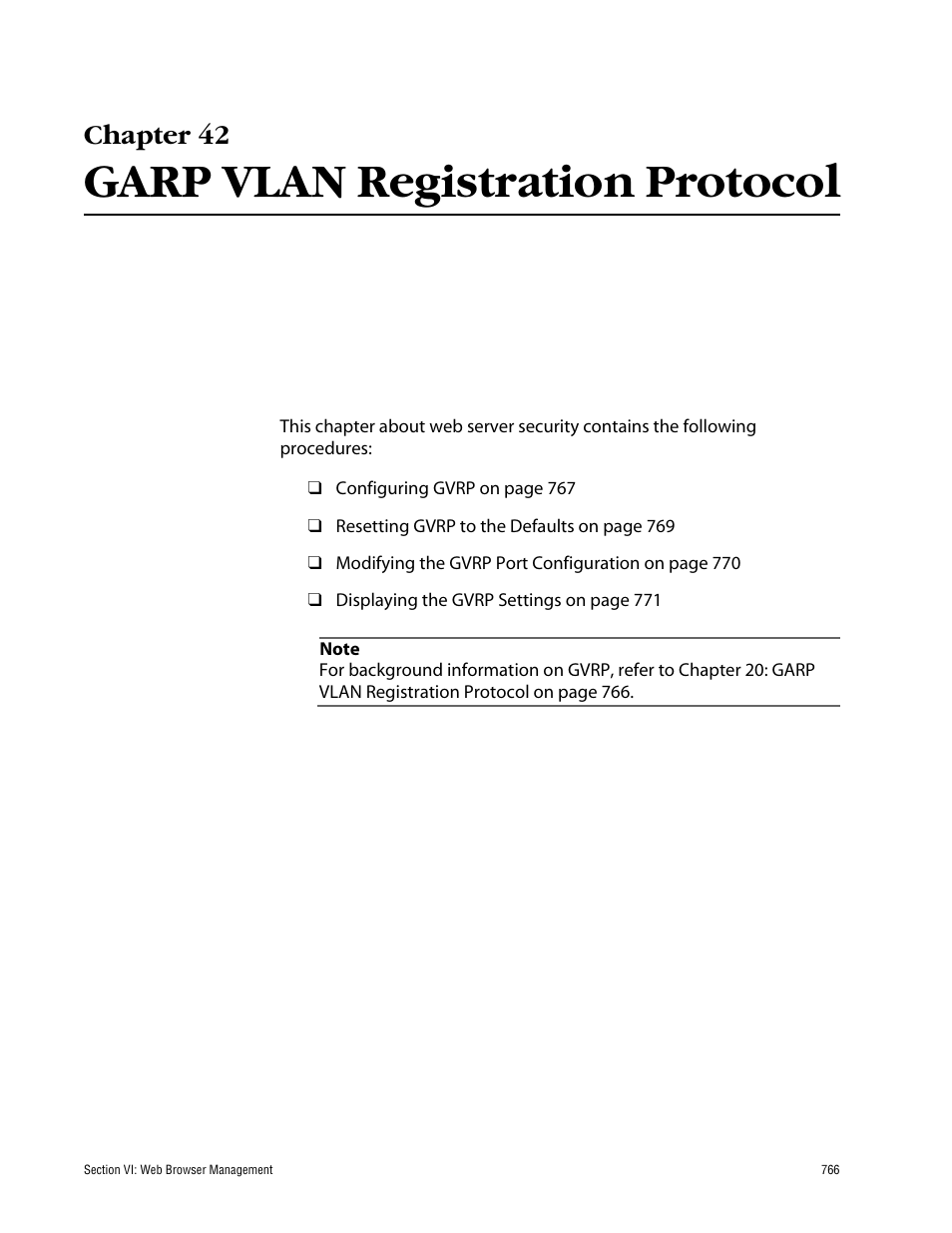 Chapter 42, Garp vlan registration protocol | Allied Telesis AT-S60 User Manual | Page 766 / 858