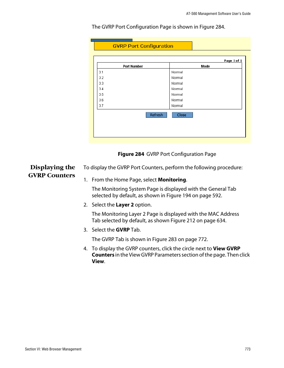 Displaying the gvrp counters | Allied Telesis AT-S60 User Manual | Page 773 / 858