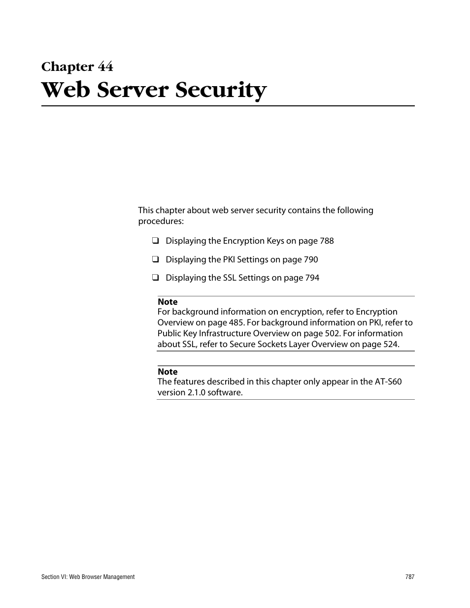 Chapter 44, Web server security | Allied Telesis AT-S60 User Manual | Page 787 / 858
