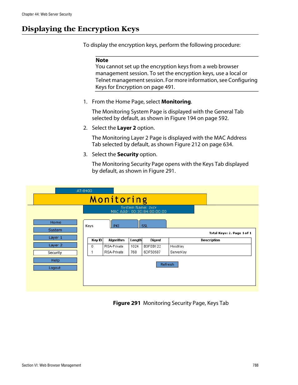 Displaying the encryption keys | Allied Telesis AT-S60 User Manual | Page 788 / 858