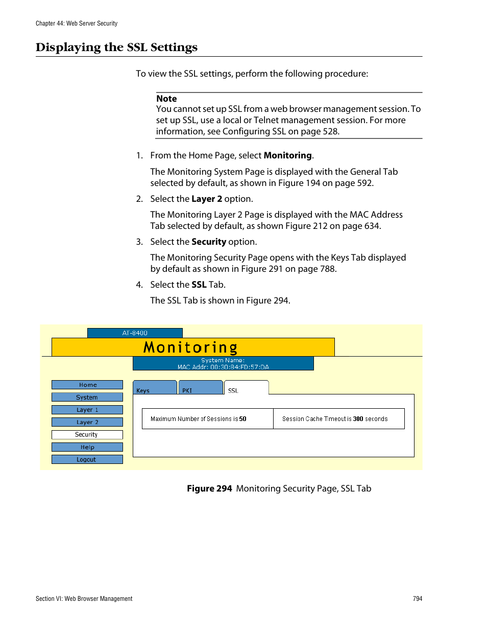 Displaying the ssl settings | Allied Telesis AT-S60 User Manual | Page 794 / 858